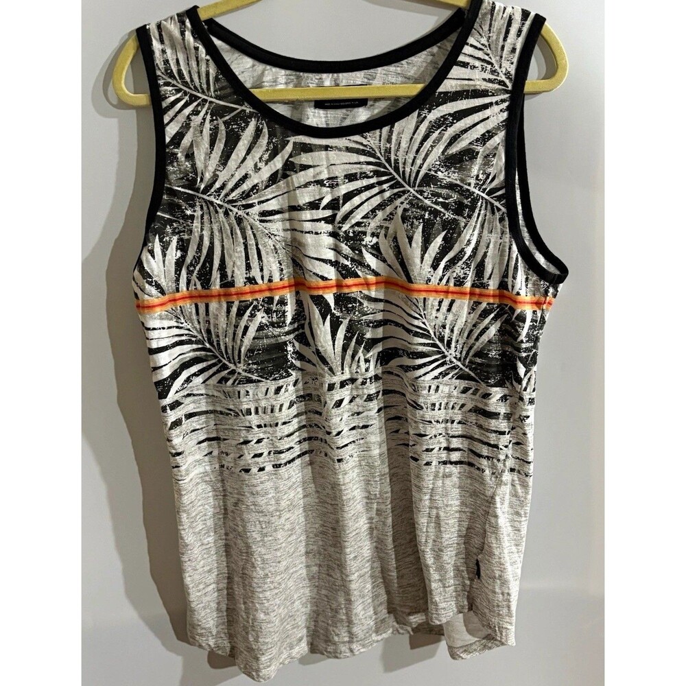 Ocean Current Men’s L Gray/Black Sleeveless Crew Neck Graphic Tank Top Logo
